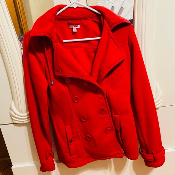 Red Hooded Peacoat - Picture 2 of 4